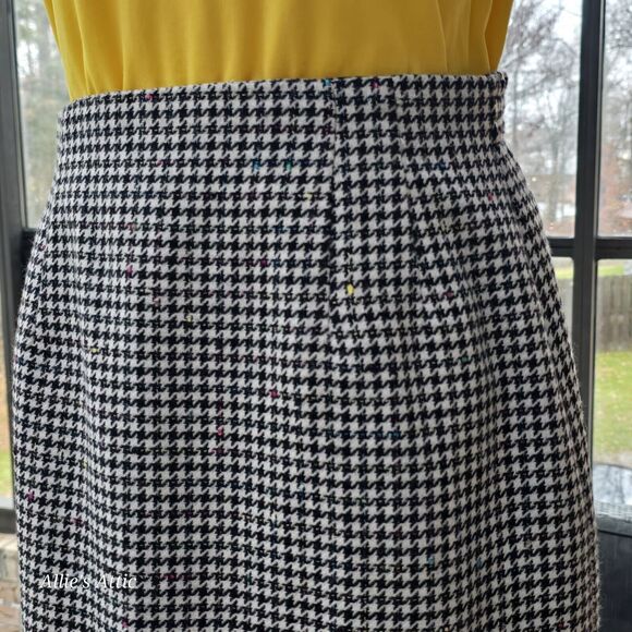 Black White Colorful Checkered Pencil Plaid Midi Skirt Norton McNaughton 8P - Picture 3 of 8